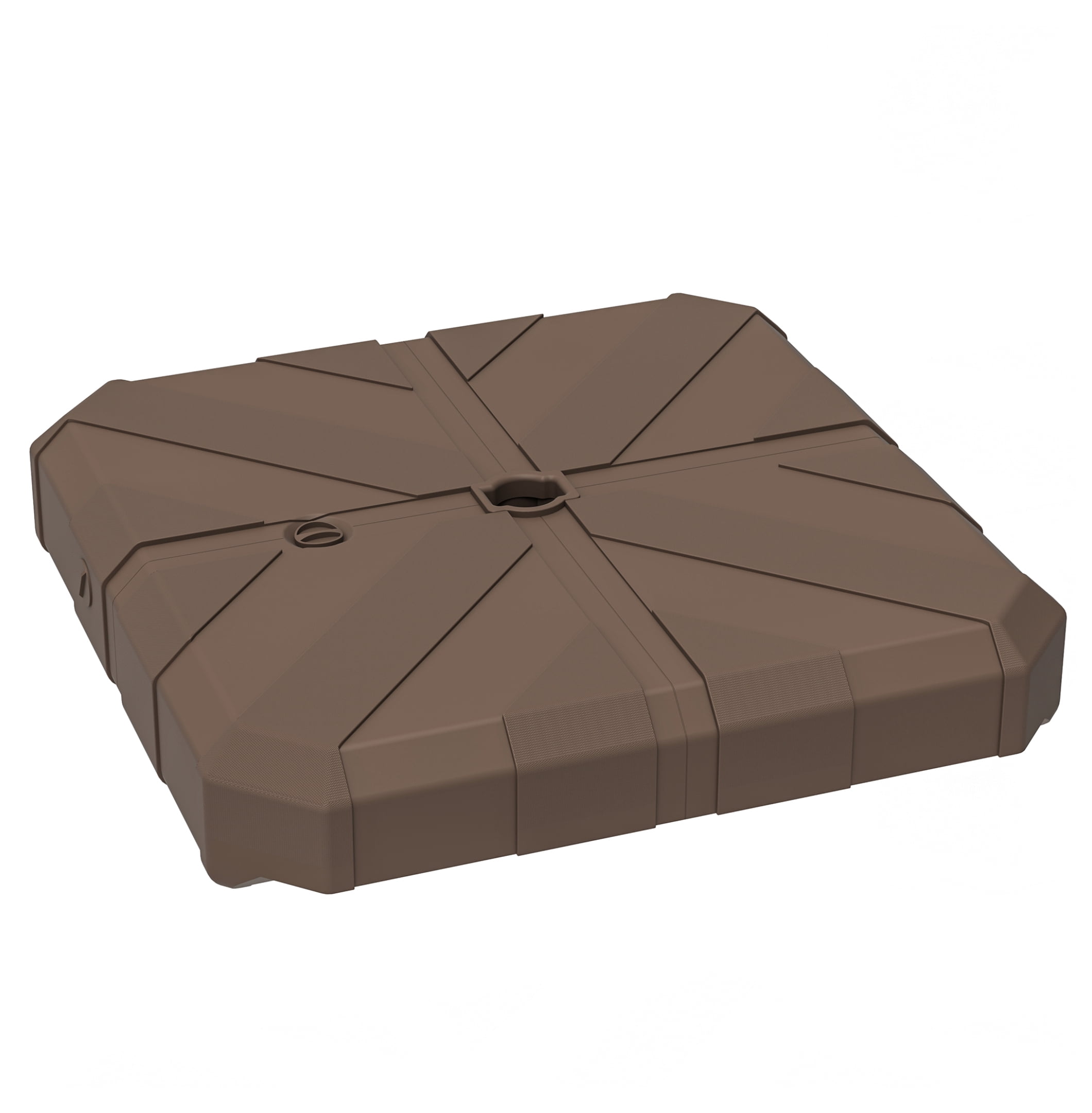 Square Patio Umbrella Base, Cantilever Offset Umbrella Base Heavy Duty Outdoor Umbrella Stand Base, Filled Up to 143lbs with Stand or 130lbs with Water for Garden Poolside, Brown