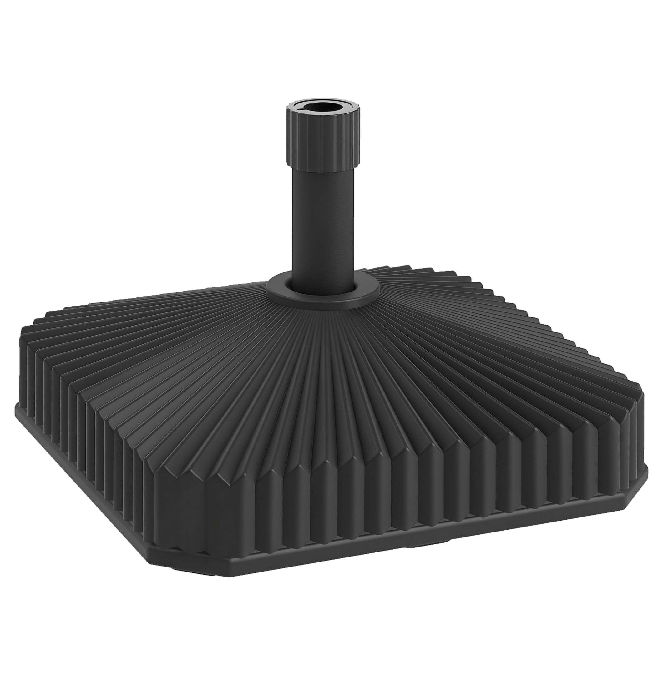 Square Patio Umbrella Base Holder, Heavy Duty Outdoor Umbrella Stand Base, Filled Up to 42lbs with Sand or 33lbs with Water for Garden, Poolside, Black