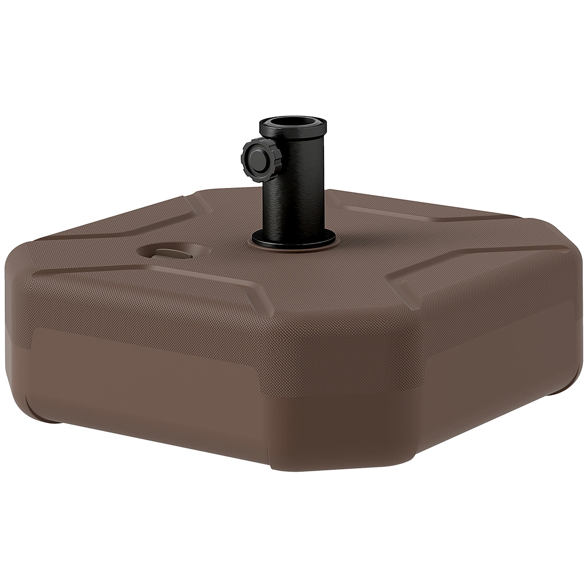 Square Patio Umbrella Base Holder, Heavy Duty Outdoor Umbrella Stand Base, Filled Up to 55lbs with Sand or 44lbs with Water for Garden, Poolside, Brown