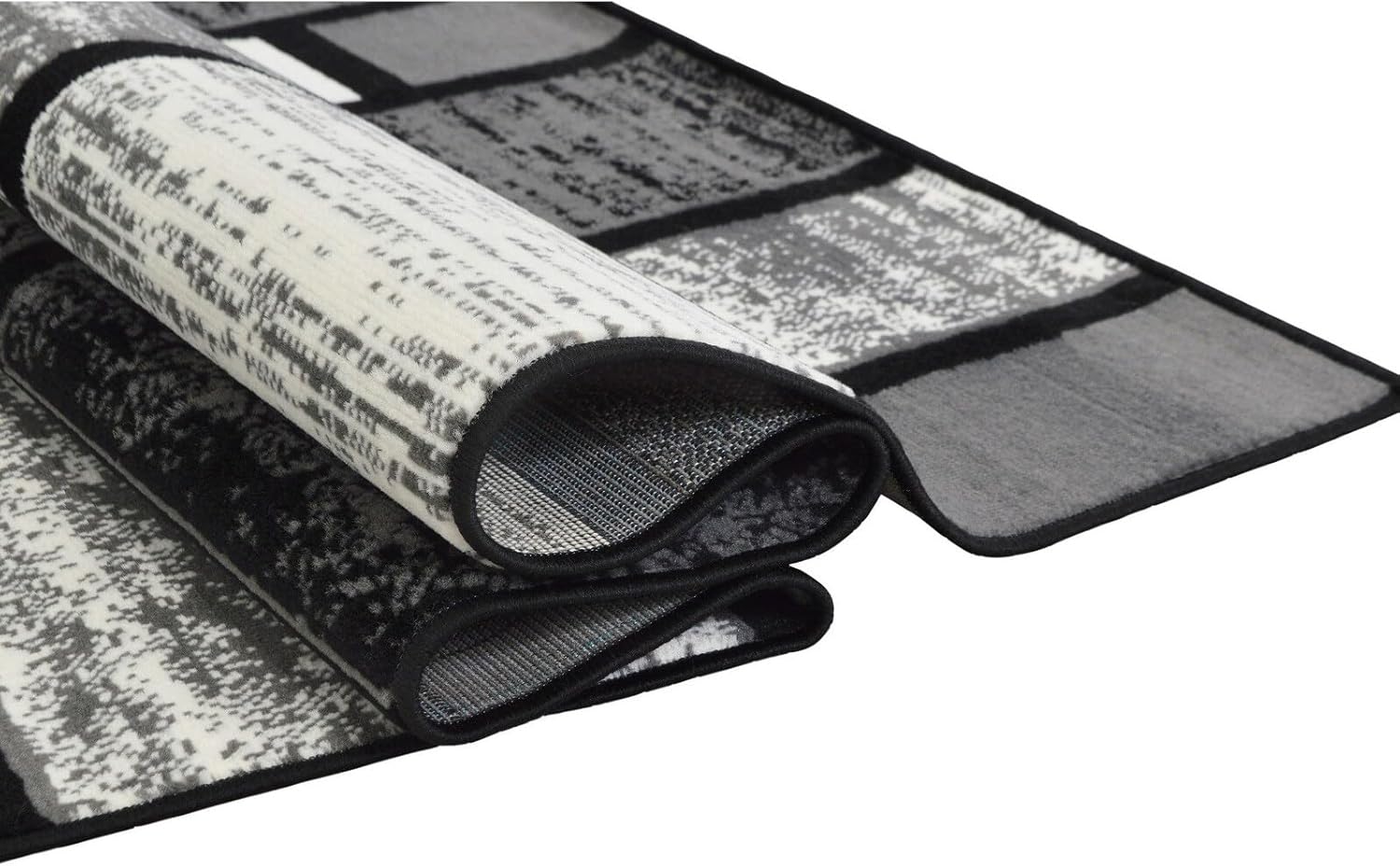 Square Pattern Area Rug 8x10 Geometric Pattern Modern Black & Grey ...