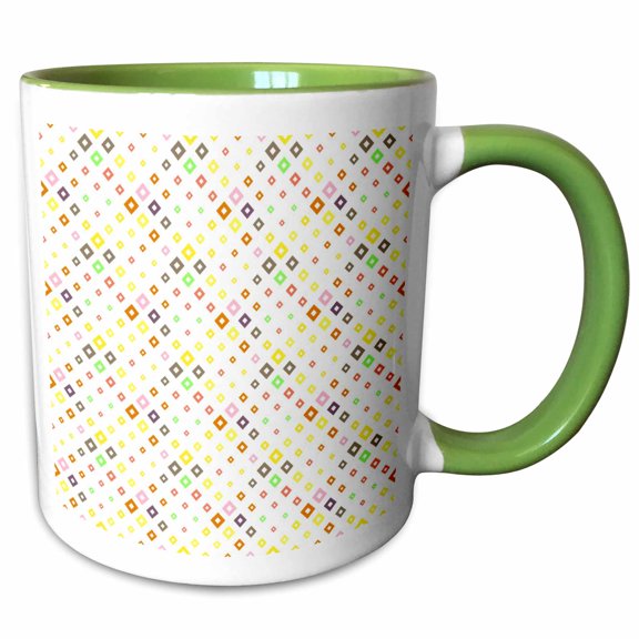 3drose, Square Pattern Background - Abstract Geometrical Vector Graphic Design, 11oz Two-tone Green Mug