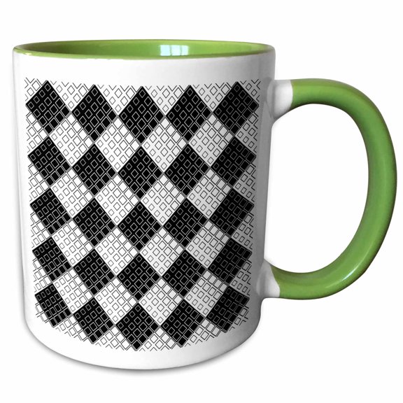 3drose, Square Pattern Background - Abstract Monochrome Vector Graphic, 11oz Two-tone Green Mug