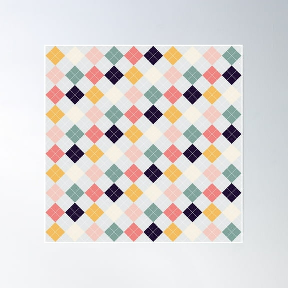 Square | Pattern | Colorful | Retro | Poster Wall Art, Modern Wall Decor, 30x30 UNFRAMED