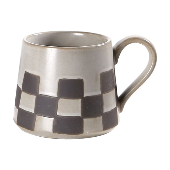 Square Pattern Mug Coarse Ceramic Frosted Household Coffee Cup 250ml