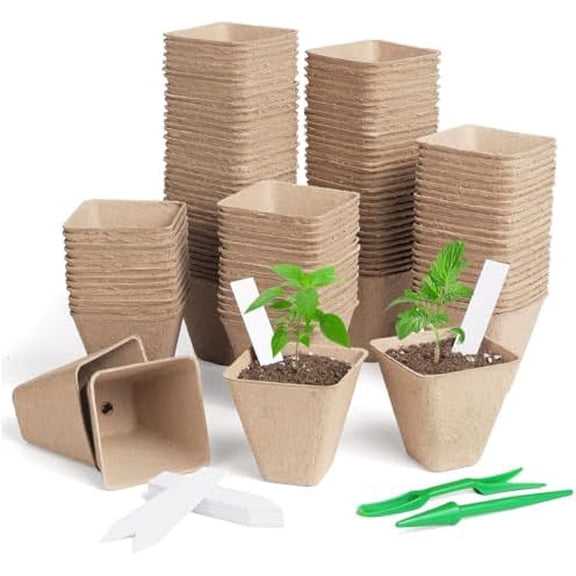 Square Peat Nursery Pots 150 Pcs 3in Biodegradable and , Used for Outdoor Gardens in Plant Nurseries$$Garden & Patio