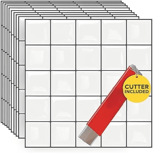 Square Peel and Stick Tiles - 10pcs 12' x 12' White Kitchen and Bathroom Backsplash$$Tools & Hardware Other