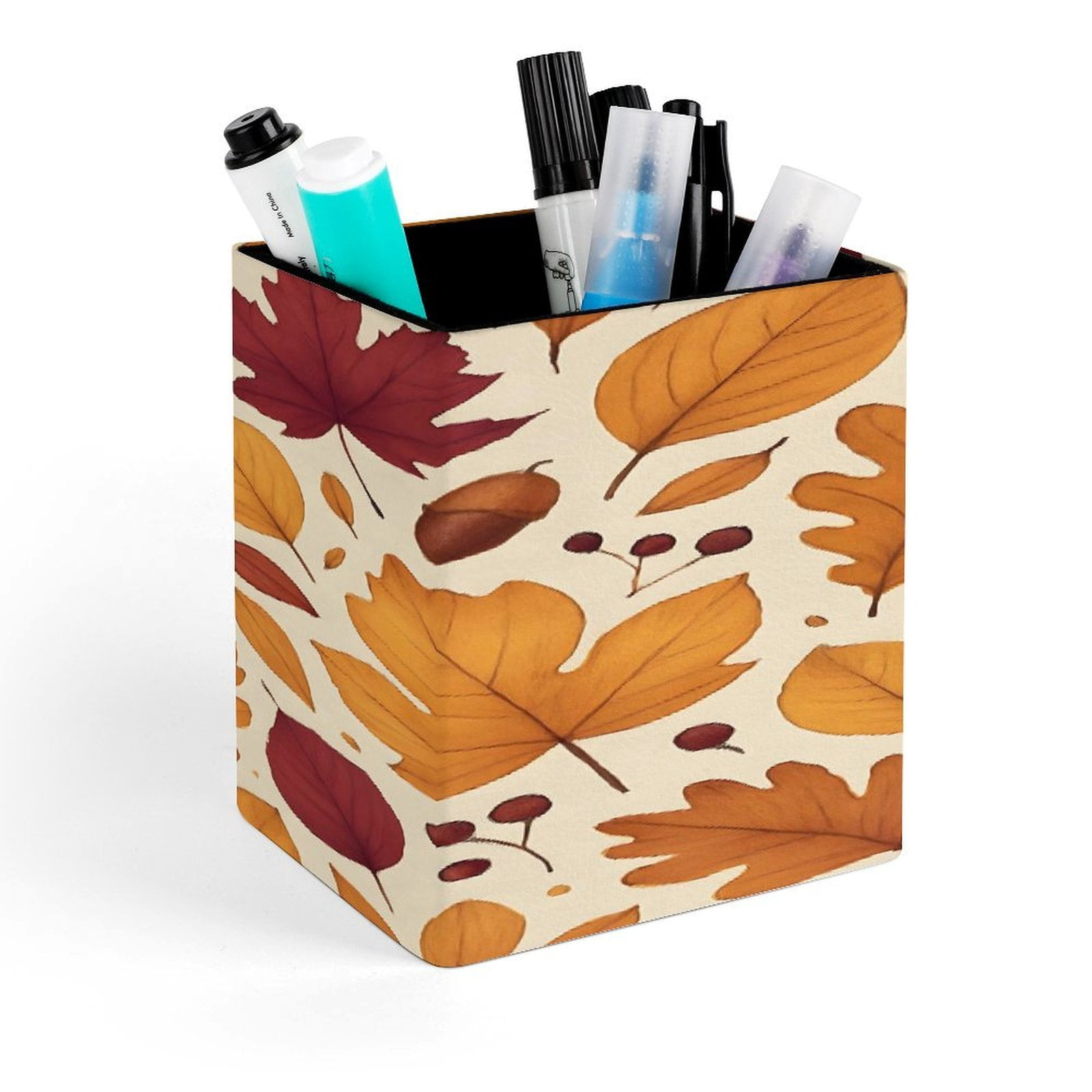 Square Pen Holder Leather Sturdy Desk Organizer Pencil Cup for Office ...