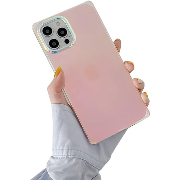 Square Phone Case Compatible with iPhone 13 Pro Case, Cool Laser Holographic Sparkly Phone Case, Glitter Colorful Square Phone Cover for Women Girls