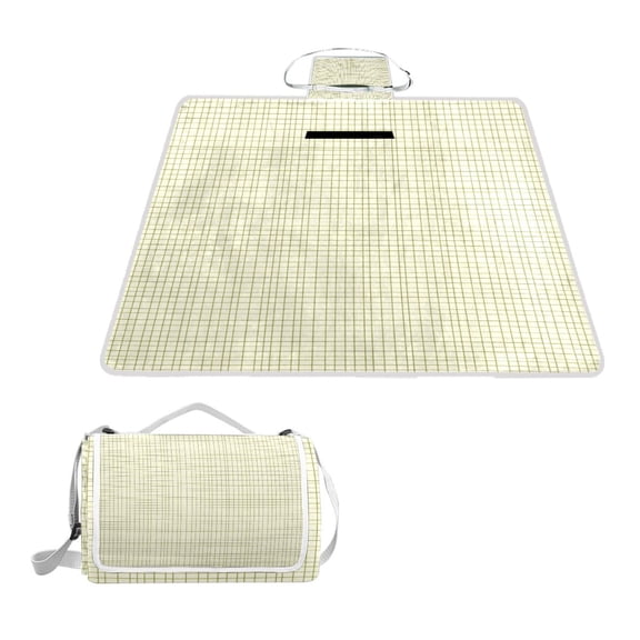Square Picnic Mat Waterproof Non-Slip Outdoor Mat Portable Carry Handle For Camping Beach Exercise A Cream Background
