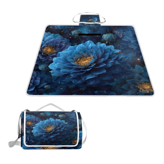 Square Picnic Mat Waterproof Non-Slip Outdoor Mat Portable Carry Handle For Camping Beach Exercise Bellflower