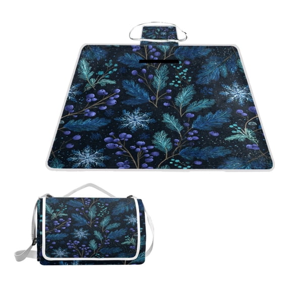 Square Picnic Mat Waterproof Non-Slip Outdoor Mat Portable Carry Handle For Camping Beach Exercise Blueberry