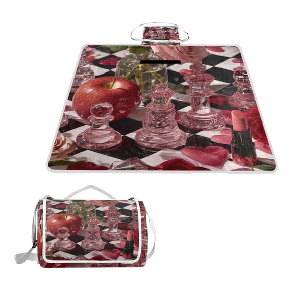 Square Picnic Mat Waterproof Non-Slip Outdoor Mat Portable Carry Handle For Camping Beach Exercise Chess Pieces