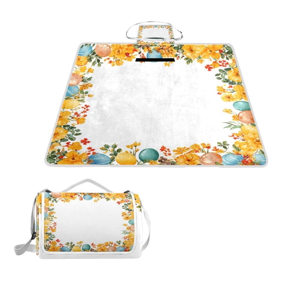 Square Picnic Mat Waterproof Non-Slip Outdoor Mat Portable Carry Handle For Camping Beach Exercise Easter Atmosphere