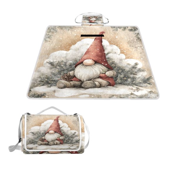 Square Picnic Mat Waterproof Non-Slip Outdoor Mat Portable Carry Handle For Camping Beach Exercise Fairy Sits on The Snow