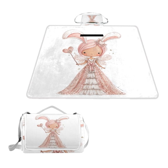 Square Picnic Mat Waterproof Non-Slip Outdoor Mat Portable Carry Handle For Camping Beach Exercise Glittery Fairy