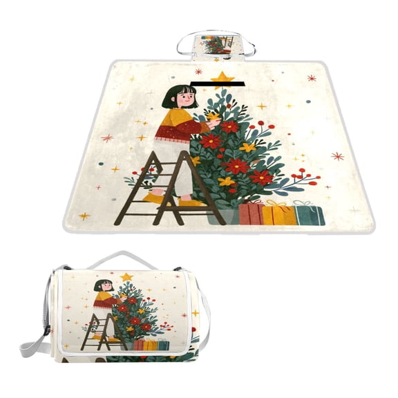 Square Picnic Mat Waterproof Non-Slip Outdoor Mat Portable Carry Handle For Camping Beach Exercise Standing on A Ladder