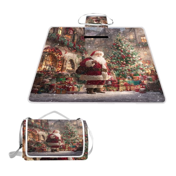 Square Picnic Mat Waterproof Non-Slip Outdoor Mat Portable Carry Handle For Camping Beach Exercise Surrounded by Gifts