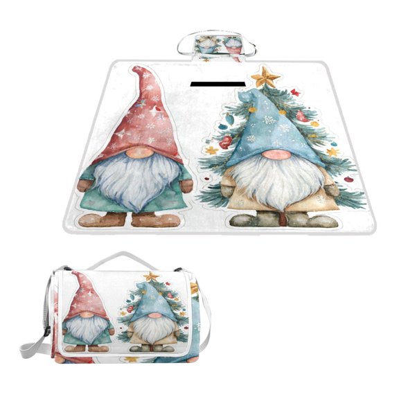 Square Picnic Mat Waterproof Non-Slip Outdoor Mat Portable Carry Handle For Camping Beach Exercise Two Little Dwarfs