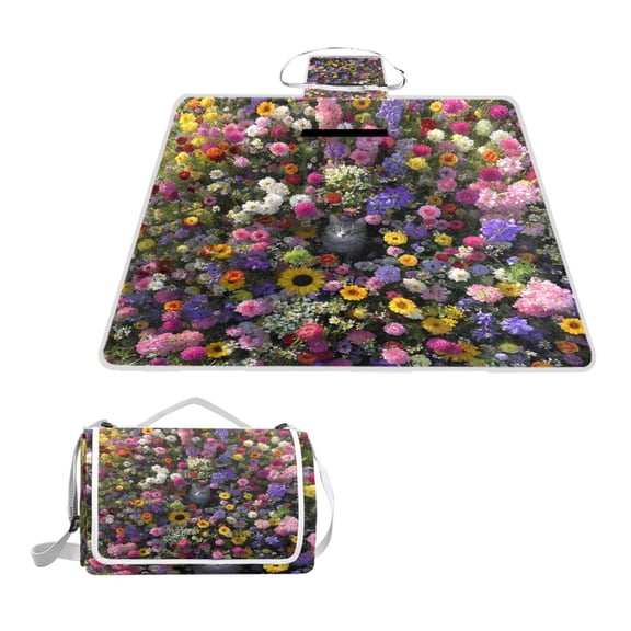 Square Picnic Mat Waterproof Non-Slip Outdoor Mat Portable Carry Handle For Camping Beach Exercise Upward Gaze