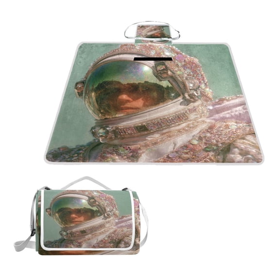 Square Picnic Mat Waterproof Non-Slip Outdoor Mat Portable Carry Handle For Camping Beach Exercise Wearing An Elaborate Costume