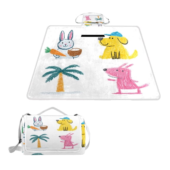Square Picnic Mat Waterproof Non-Slip Outdoor Mat Portable Carry Handle For Camping Beach Exercise Whimsical