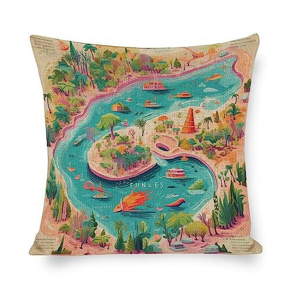 Square Pillow Cover European Pillows Fuchsia Pink Modern Greek Key