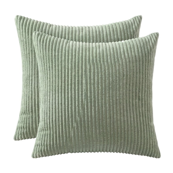 Square Pillow Covers, Sage Pillow Covers, 18X18 In, Decorative Pillow Covers, Ribbed Texture, Sage Green Home Decor, Sofa Seating, 2 Pc