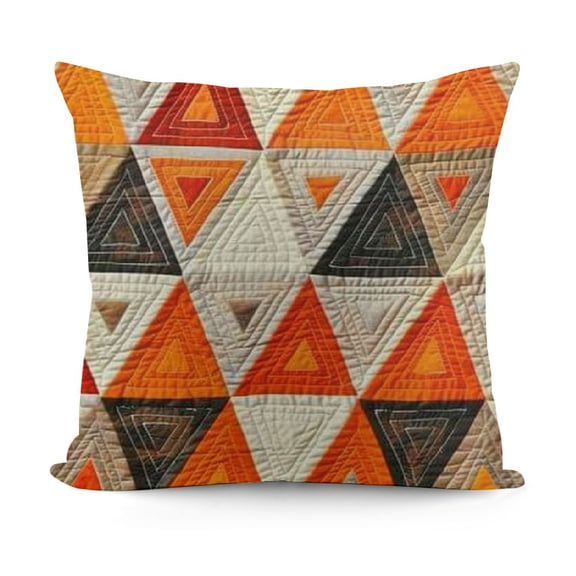 Square Pillow Geometric Plaid Embroidery Cut Velvet Cushion Case Luxury Modern Throw Pillow Cover Decorative Pillow for Couch Sofa Living Room Bedroom Car Orange