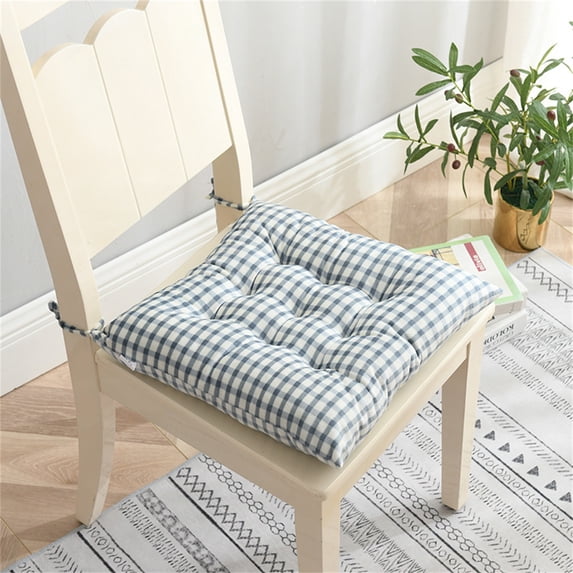 Square Plaid Seat Cushion with Non-Slip Ties Thick Chair Pad Home Floor Pillow