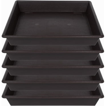FUOAUYK 14 Inch Plant Saucer – Heavy Duty Plastic Tray For Pots (5 Pack), Black