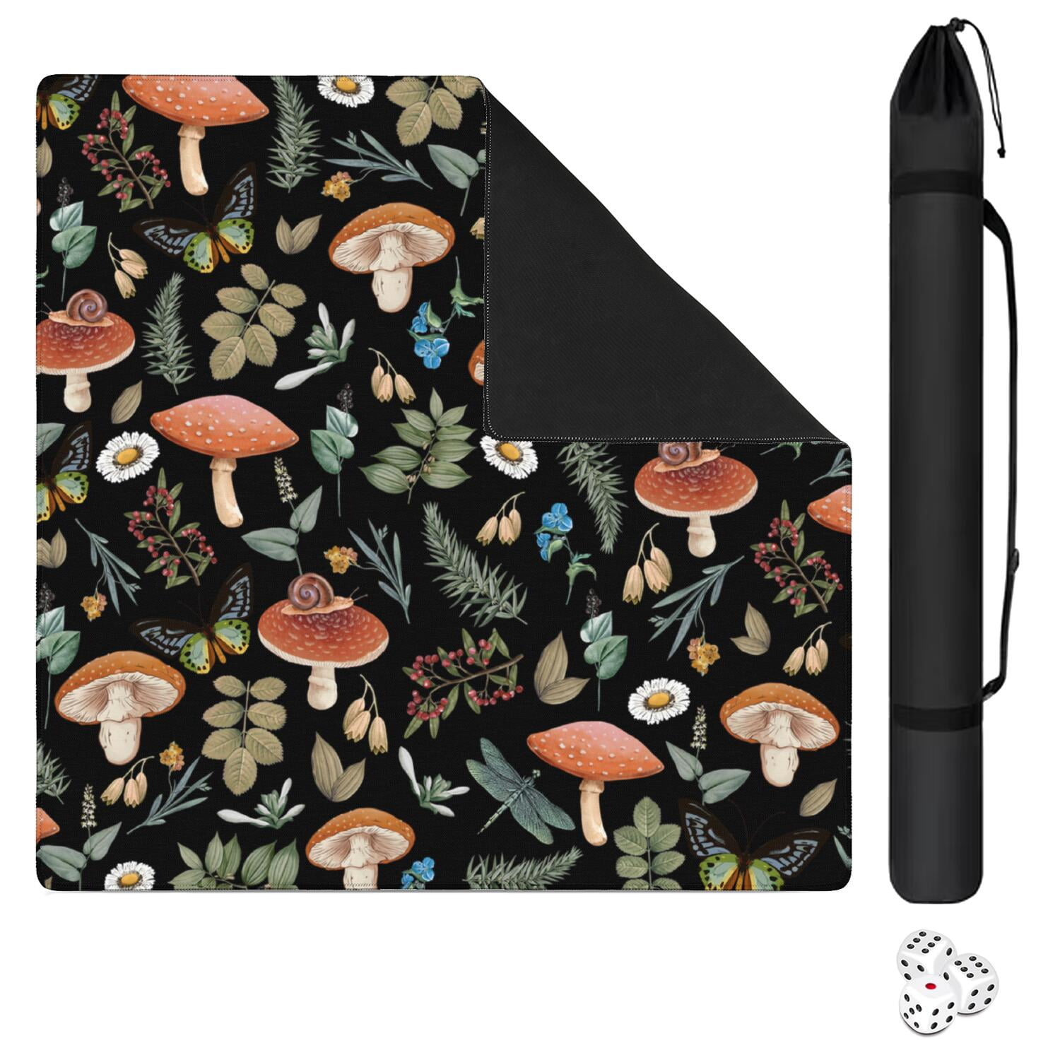 Square Plants Inspired Game Mat 31.5 Inches Crafted from High Quality Rubber Featuring Anti-Slip Backing Grip and Noise Reduction for Tiles Cards Games