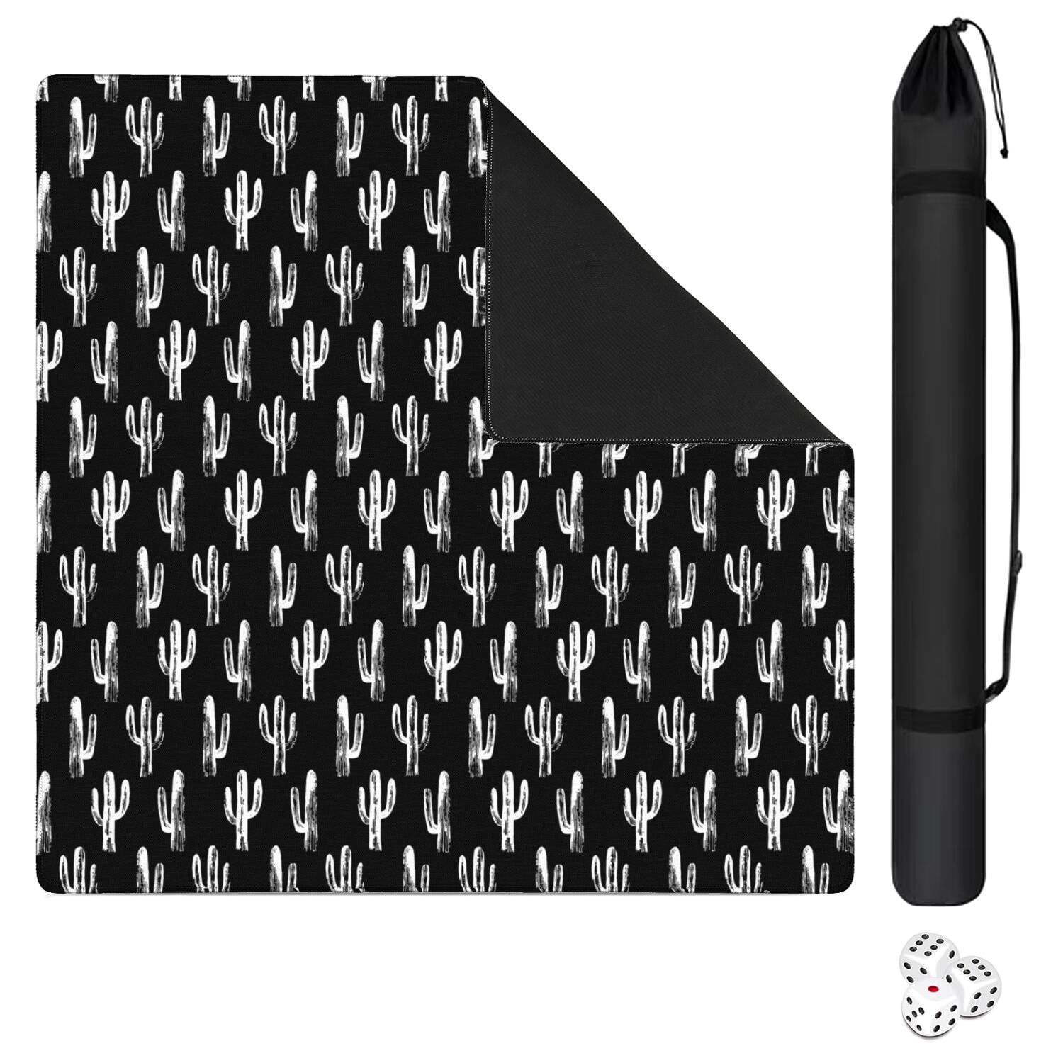 Square Plants Inspired Game Mat 31.5 Inches Crafted from High Quality Rubber Featuring Anti-Slip Backing Grip and Noise Reduction for Tiles Cards Games