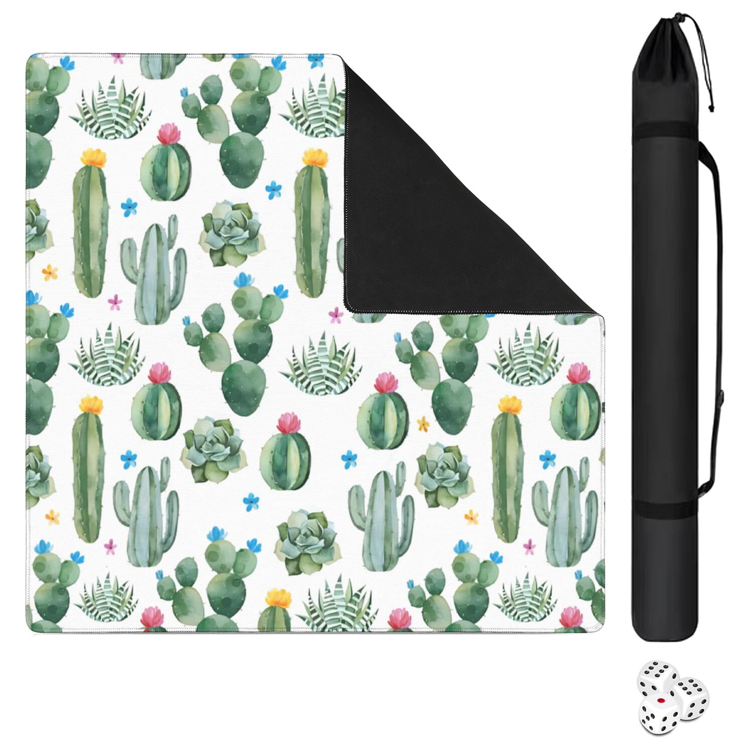 Square Plants Mahjong Mat 31.5 Inches Constructed from Durable Rubber with Anti-Slip Properties and Noise Dampening Technology for Multi-Functional Table Top