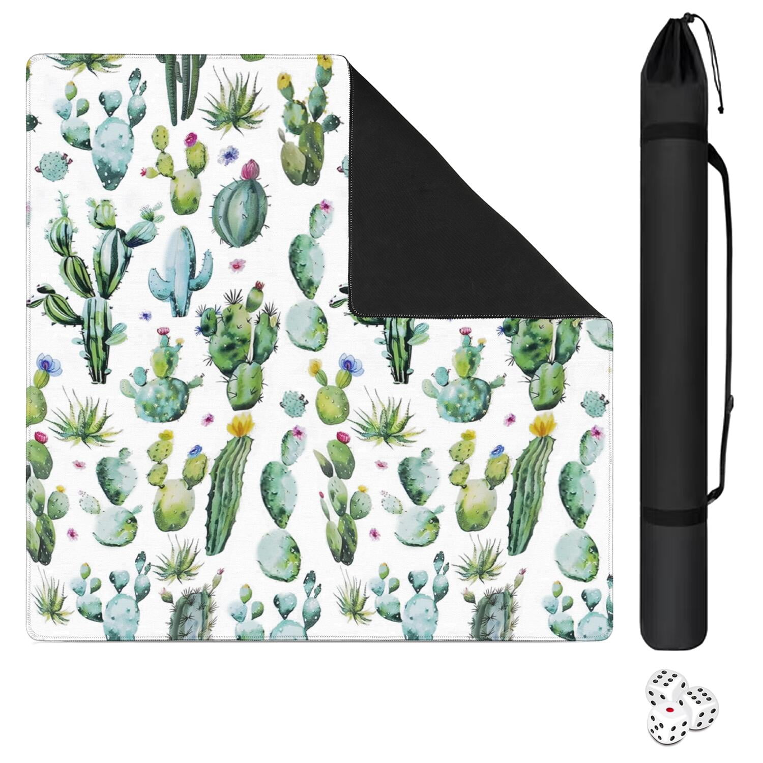 Square Plants Mahjong Mat 31.5 Inches Constructed from Durable Rubber with Anti-Slip Properties and Noise Dampening Technology for Multi-Functional Table Top