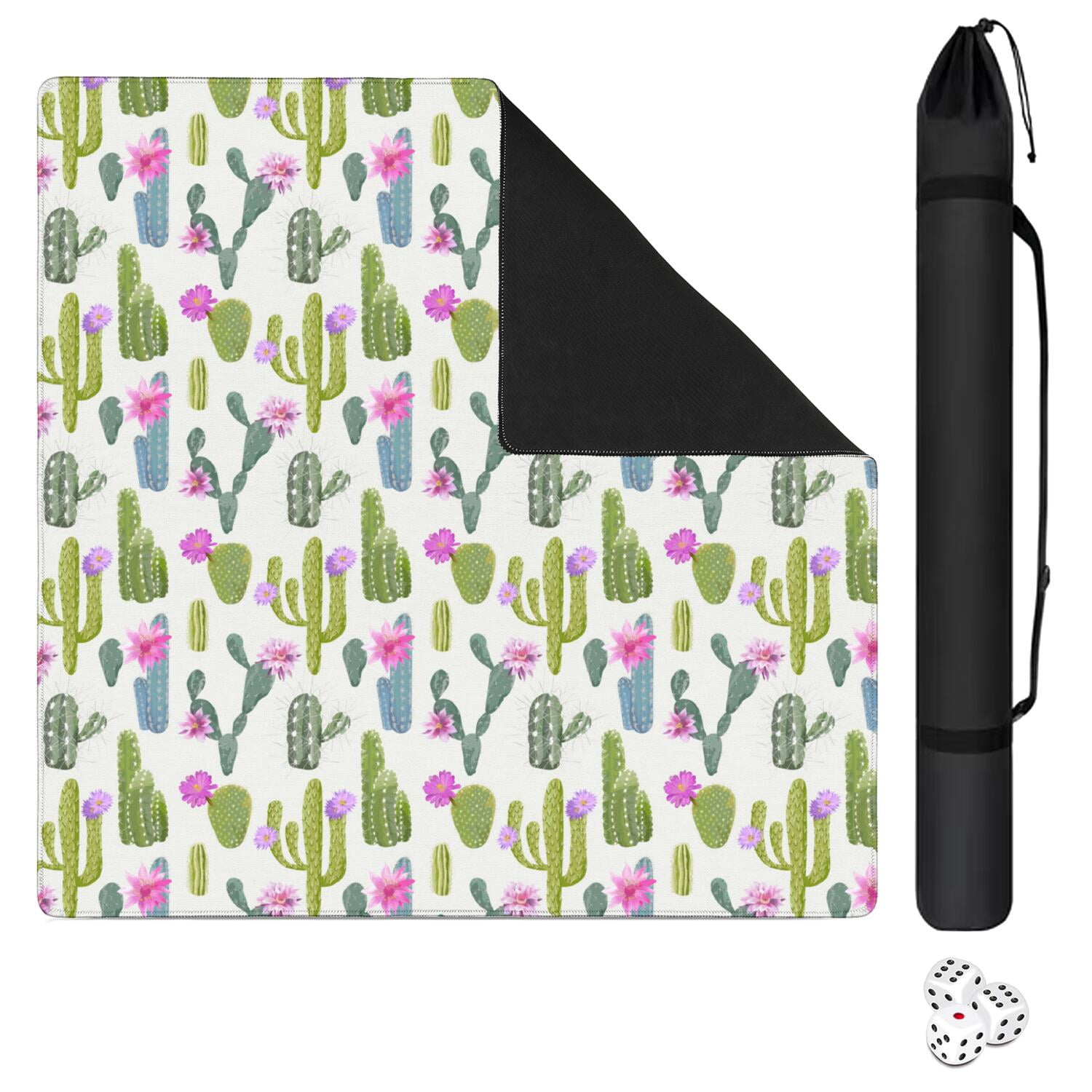 Square Plants Mahjong Playing Mat 31.5x31.5 Inches Made of High Quality Rubber Featuring Anti-Slip Non-Slip Backing and Noise Reduction for Tiles Cards Board Games