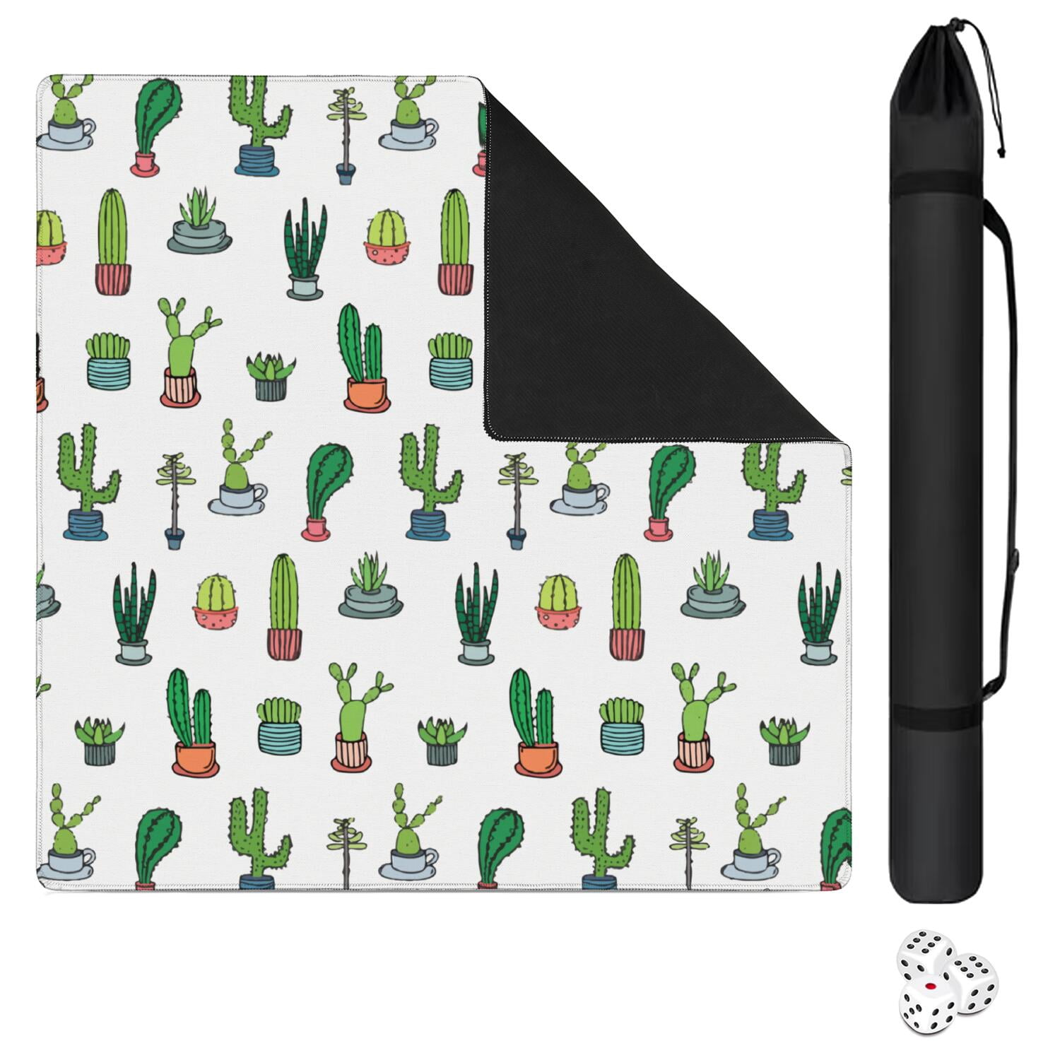 Square Plants Pattern Game Pad 31.5x31.5 Inches Constructed from Premium Rubber with Anti-Slip Grip Surface and Noise Dampening Features for Tiles Games