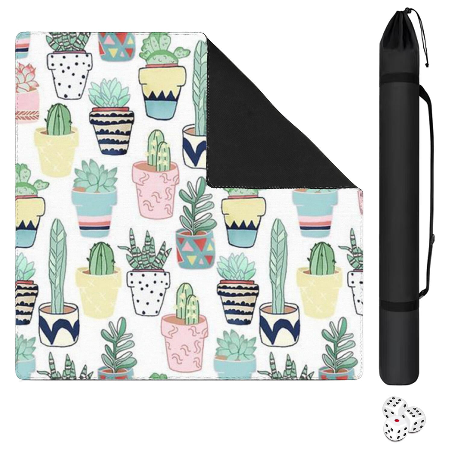 Square Plants Pattern Table Mat 31.5x31.5 Inches Crafted from Rubber with Anti-Slip Non-Skid Texture and Noise Reducing Features for Cards Board Games