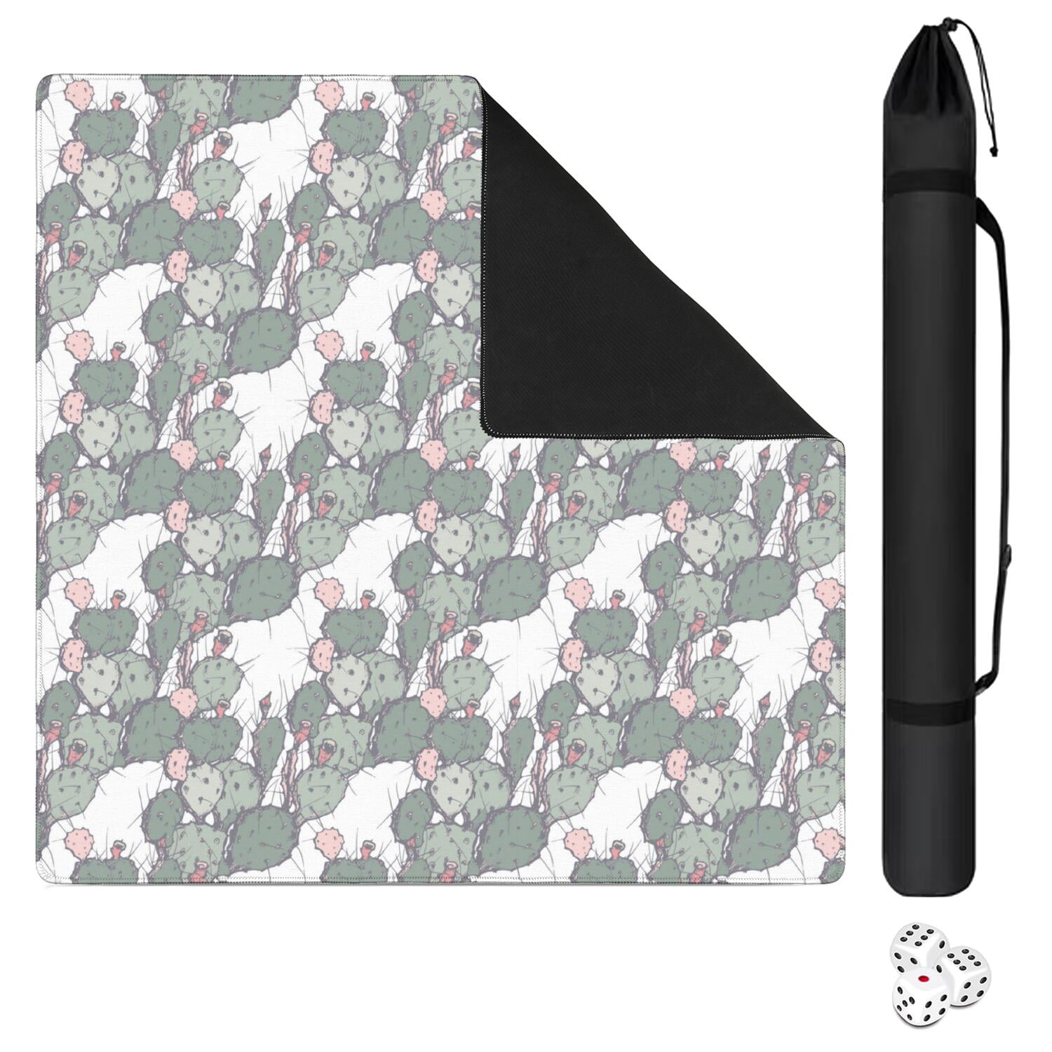 Square Plants Pattern Table Mat 31.5x31.5 Inches Crafted from Rubber with Anti-Slip Non-Skid Texture and Noise Reducing Features for Cards Board Games