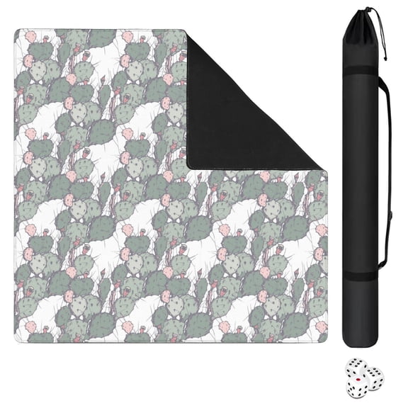 Square Plants Pattern Table Mat 31.5x31.5 Inches Crafted from Rubber with Anti-Slip Non-Skid Texture and Noise Reducing Features for Cards Board Games