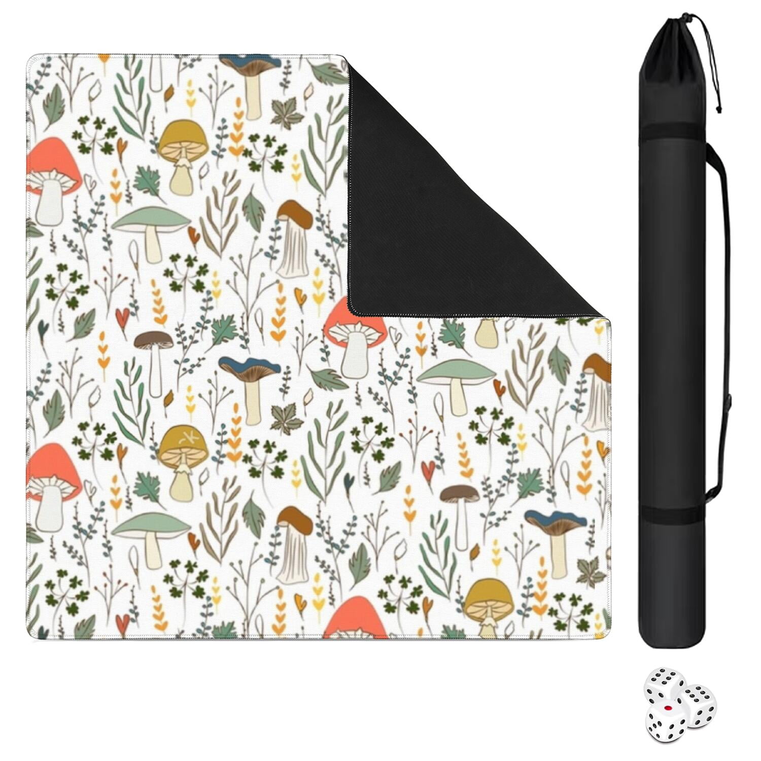 Square Plants Pattern Table Mat 31.5x31.5 Inches Crafted from Rubber with Anti-Slip Non-Skid Texture and Noise Reducing Features for Cards Board Games