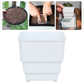 Square Plastic Plant Pots with Drainage, Root Control Nursery Pots for Succulents, Venus Flytraps, Cacti & Seedlings, Reusable Bonsai Planters for Indoor & Outdoor Gardening, White 2.7''