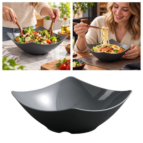 Square Soup Bowl Large Cereal Salad Bowl for Kitchen Dish Ramen Noodle Soup Bowl Food Container Lightweight Reusable Unbreakable Stackable Everyday Bowl 6.69x6.69x2.36in