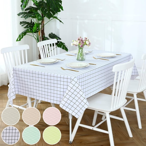 Square Plastic Tablecloth | Waterproof Oil-Proof Wipeable Checkered Design | PVC Material | Easy Care | For Buffet Picnic Catering Party BBQ | 54x71 in | 1 Pack