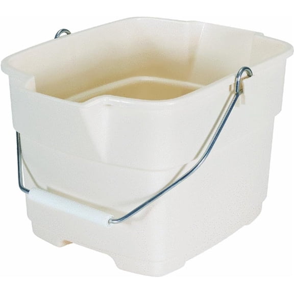 Square Plastic Utility Bucket 15 Quart Heavy Duty Cleaning Pail with Metal Comfort Grip Handle Multi-Purpose Storage Tub