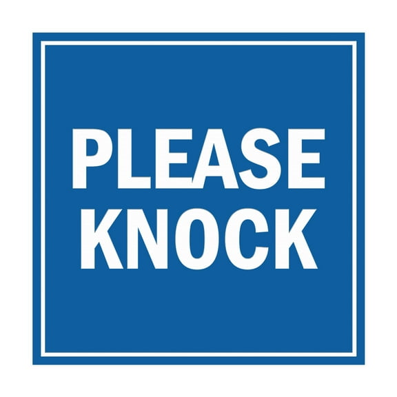 Square Please Knock Sign (Blue) - Small