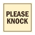 thumbnail image 1 of Square Please Knock Sign (Ivory/Dark Brown) - Medium, 1 of 1