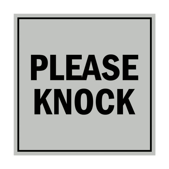Square Please Knock Sign (Lt Gray) - Small