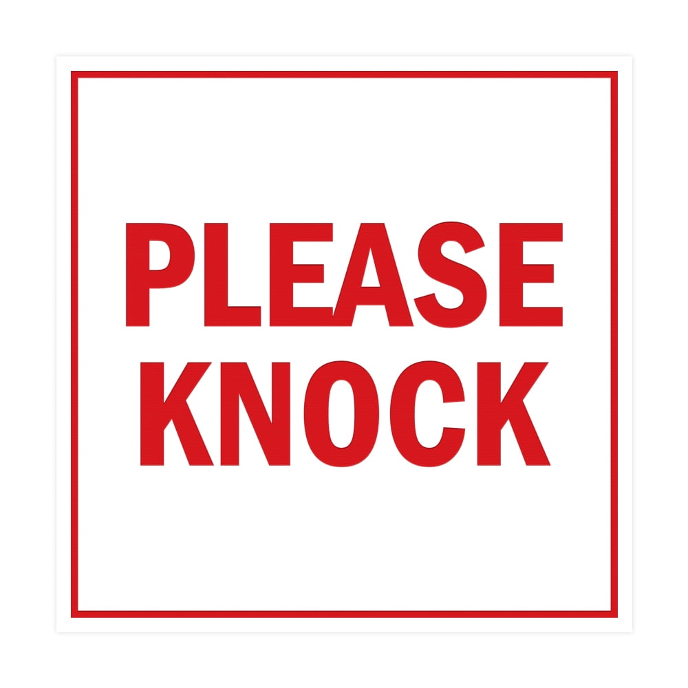 Square Please Knock Sign (White/Red) - Small - Walmart.com