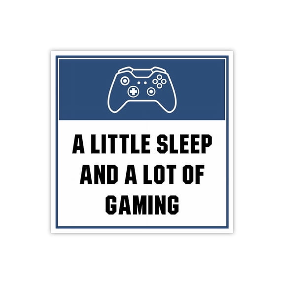 Square Plus A Little Sleep And A lot Of Gaming Wall or Door Sign | Easy Installation | Gaming Room Signage -Small