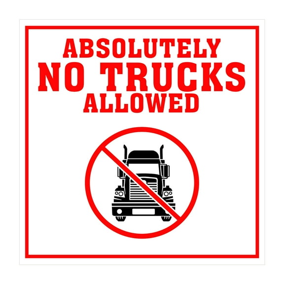 Square Plus Absolutely No Trucks Allowed Wall or Door Sign | Health & Safety Warehouse Business Signage - Large